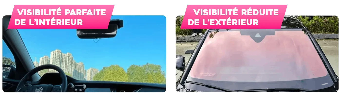 Visibilité conducteur avec film pare-brise teinté homologué 70% VLT